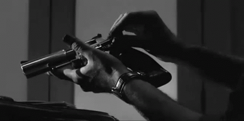 Black And White Loading Revolver Gun GIF