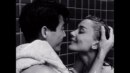 Black and White Man and Woman in Shower Saying You Think So