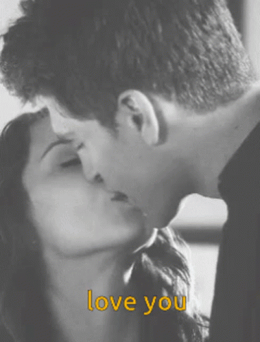 Black And White Man And Woman Kissing Love You GIF