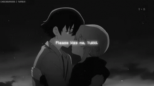 Black and White Man and Woman Kissing Please Kiss Me Yukku