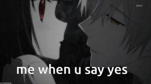 Black and White Man and Woman Saying Me When U Say Yes