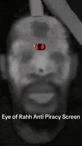 Black And White Man Face With Eye Of Rahh Anti Piracy Screen GIF