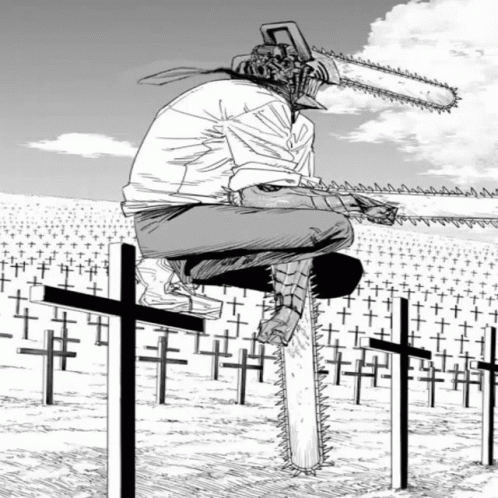 Black And White Man Holding Chainsaw GIF