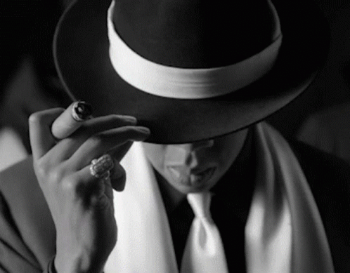 Black And White Man In Hat Smoking Cigar GIF