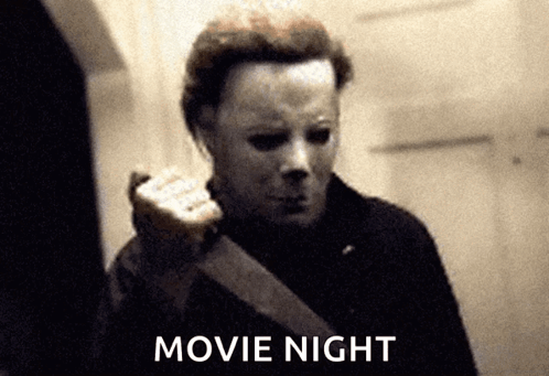 Black And White Man In Mask Movie Night GIF