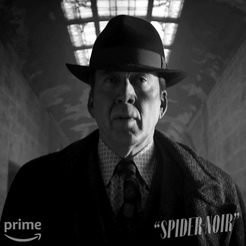 Black And White Man In Suit And Hat Spider Noir GIF