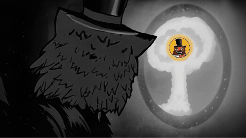 Black and White Man in Top Hat Watching Nuclear Explosion