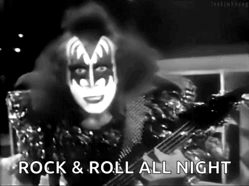 Black And White Man Playing Guitar Rock & Roll All Night GIF