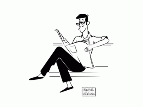 Black And White Man Reading Newspaper GIF