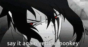 Black and White Man Red Eyes Say It Again Yellow Monkey