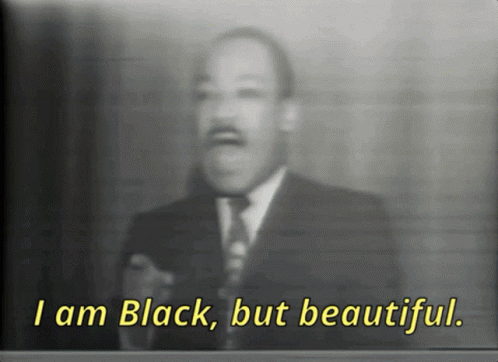 Black and White Man Saying I Am Black But Beautiful