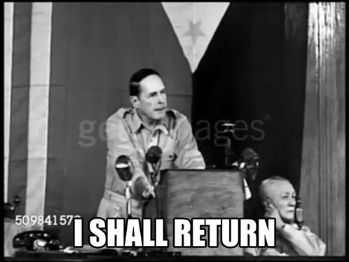Black and White Man Saying I Shall Return