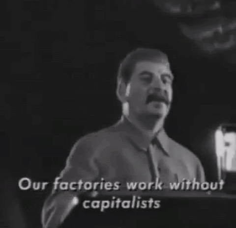 Black And White Man Saying Our Factories Work Without Capitalists GIF