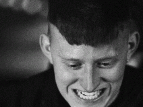 Black and White Man Smiling with Open Mouth