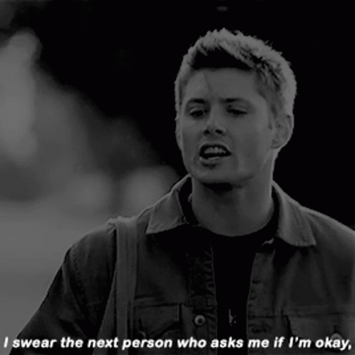 Black And White Man Swears At Next Person Who Asks If He Is Okay GIF