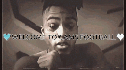 Black and White Man Welcome to Cams Football