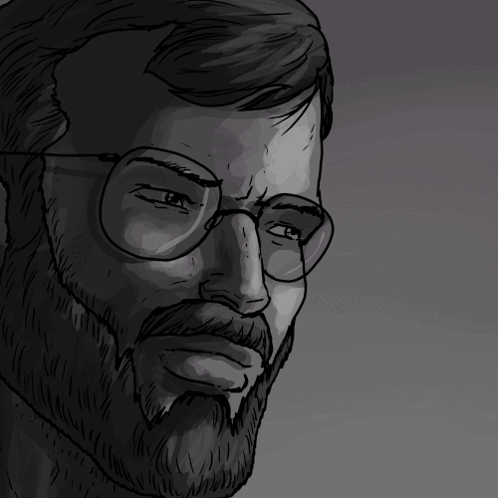 Black And White Man With Beard And Glasses GIF