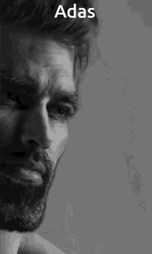 Black and White Man with Beard Saying Adas