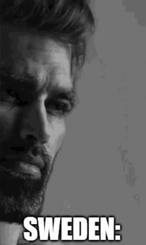 Black and White Man With Beard Saying Sweden
