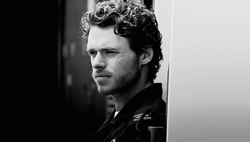 Black And White Man With Curly Hair And Beard GIF