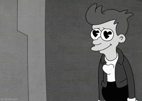 Black And White Man With Heart Eyes And Heart Mouth GIF