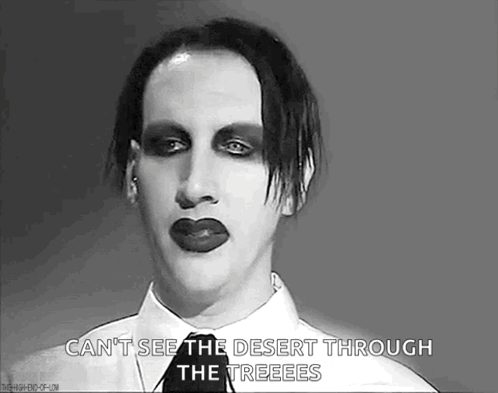 Black and White Man With Makeup Can't See the Desert Through the Treeees
