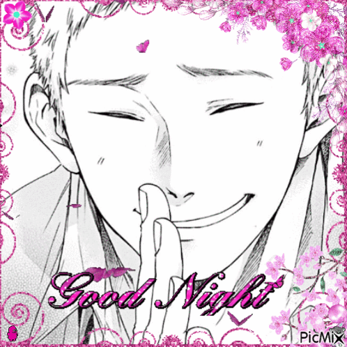 Black and White Man With Pink Butterfly Good Night