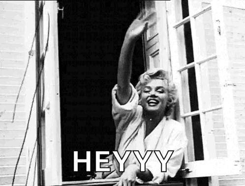 Black and White Marilyn Monroe Waving