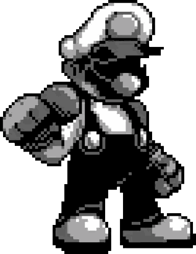 Black and White Mario Pixel Art