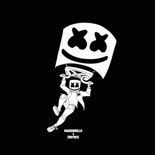 Black And White Marshmello Holding Marshmallow GIF