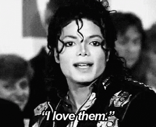 Black and White Michael Jackson Saying I Love Them