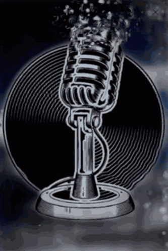 Black And White Microphone With Bubbles GIF