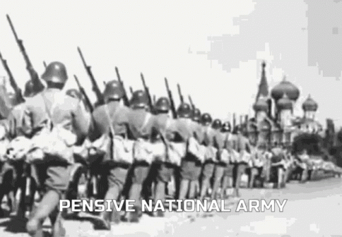 Black and White Military Parade Pensive National Army