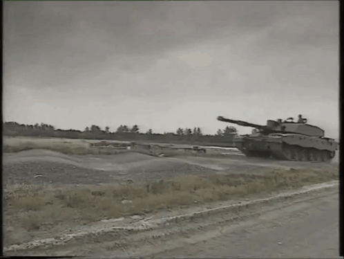 Black and White Military Tank Driving