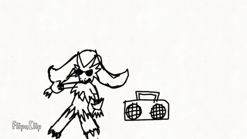 Black And White Monster Dancing Next To Radio GIF