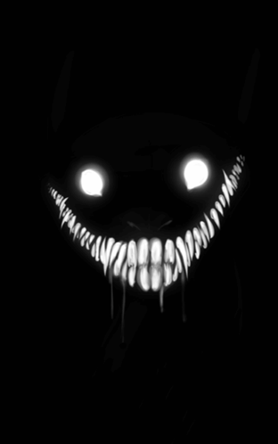 Black and White Monster Face With Glowing Mouth