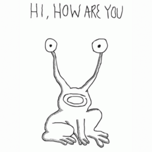 Black And White Monster Saying Hi How Are You GIF