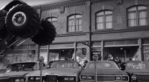 Black And White Monster Truck GIF