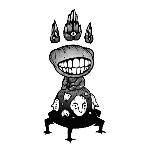 Black And White Monster With Big Mouth