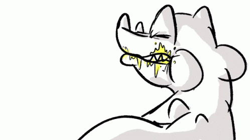 Black and White Monster With Yellow Mouth and Teeth