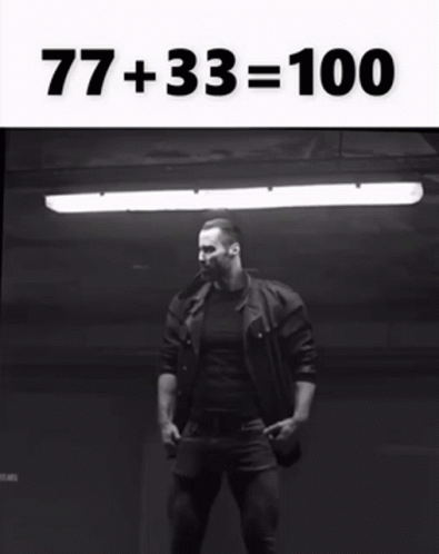 Black and White Muscular Man 77 + 33 = 100