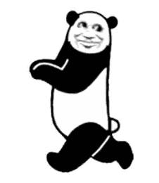 Black and White Panda Running Smiling