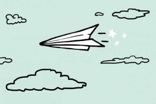Black and White Paper Airplane Flying