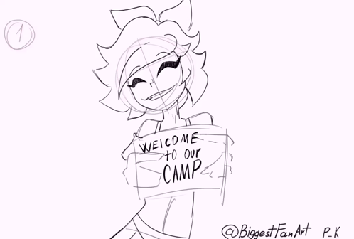 Black and White Person Holding Welcome to Our Camp Sign