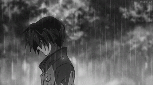 Black and White Person in Rain