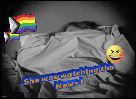Black And White Person Lying In Bed Saying She Was Watching News GIF
