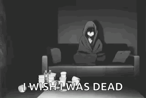 Black and White Person Lying on Couch with Trash