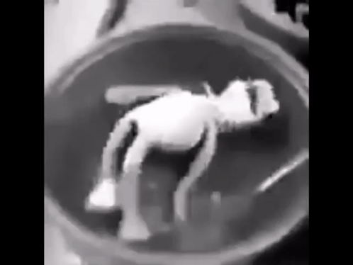 Black and White Person Sitting in Bowl