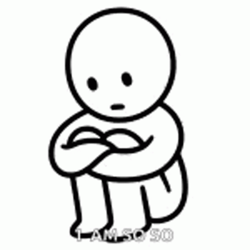 Black and White Person Sitting with Arms Crossed