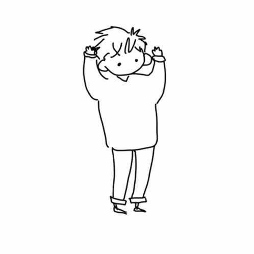 Black And White Person Standing With Hands Up GIF